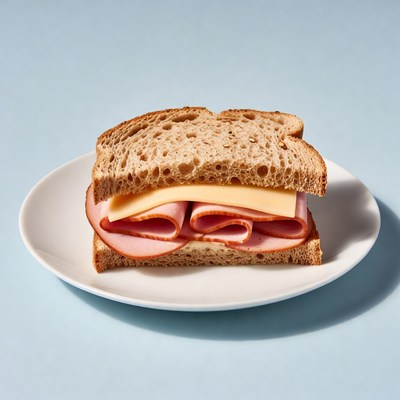 Ham and Cheese Sandwich on Plate