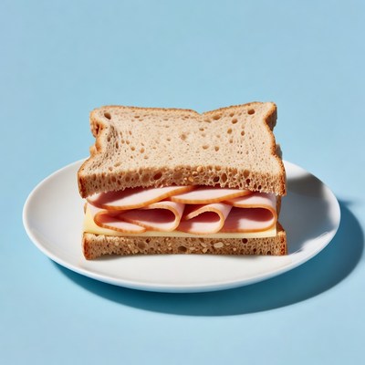 Ham and Cheese Sandwich on Plate