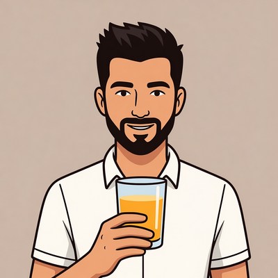 Man drinking orange juice