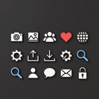 3D Social Media Icons Set