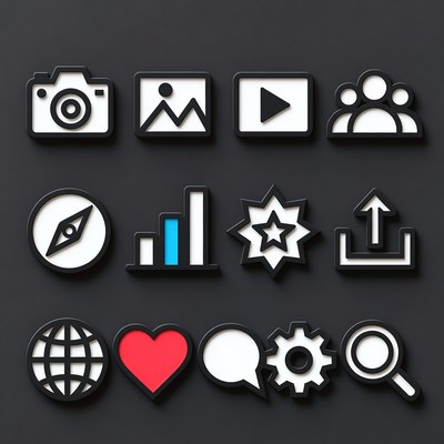 3D Social Media Icons Set