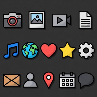 Colorful Flat Media and Social Icons