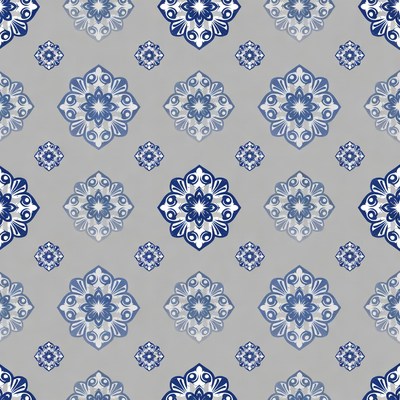 Blue Floral Pattern on Gray Background