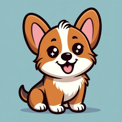 Cute Cartoon Corgi Puppy