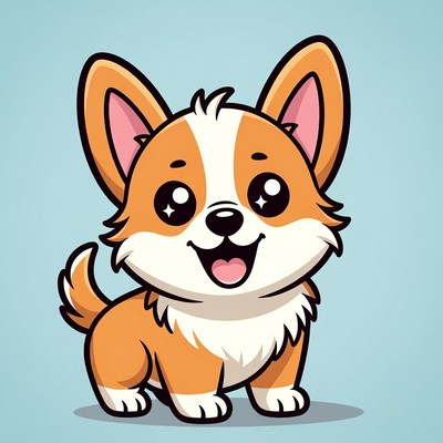 Cute Cartoon Corgi Puppy Smiling