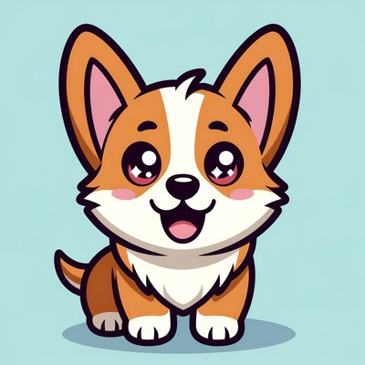 Cute cartoon corgi puppy