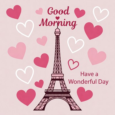 Eiffel Tower Good Morning Hearts