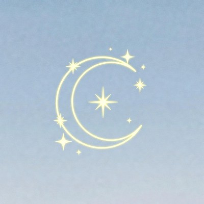 Glowing Crescent Moon with Stars