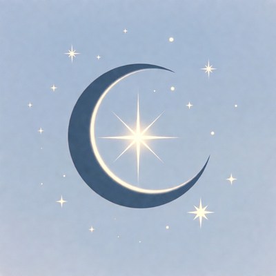 Crescent Moon with Stars