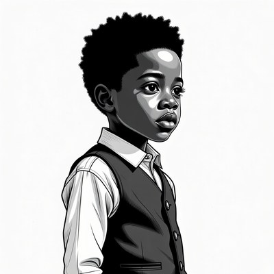 African boy in vest and shirt