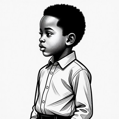 African boy in profile illustration