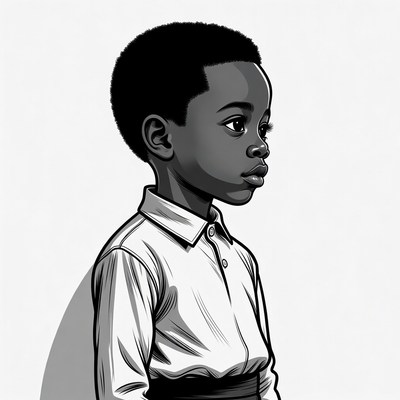 African boy in profile illustration