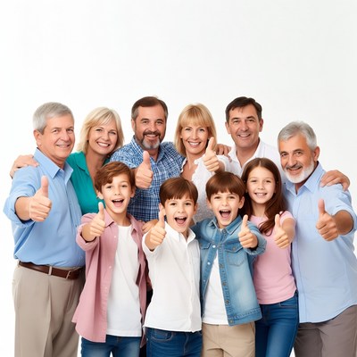 Happy Multi-Generational Family Giving Thumbs Up