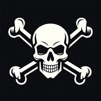 White Skull and Crossbones Symbol