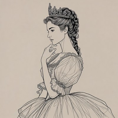Princess in elegant gown profile