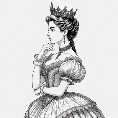 Victorian Queen Portrait in Profile