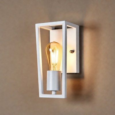 White modern wall sconce with bulb