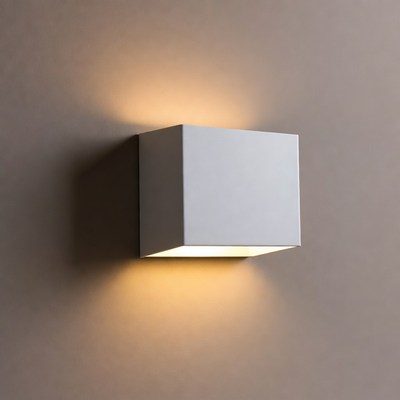 White Square Wall Light Glowing