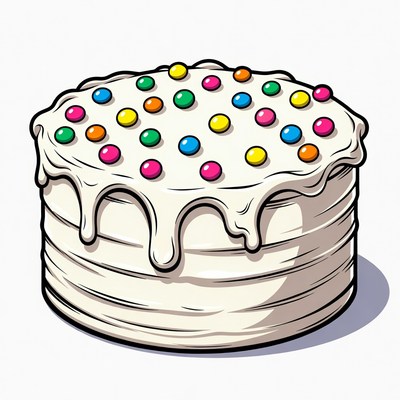 Birthday cake with colorful sprinkles