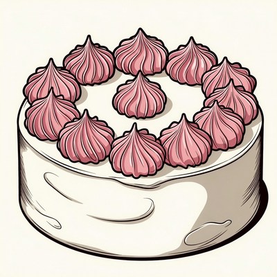 Pink Frosting Cake Illustration