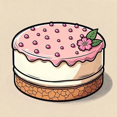 Pink Frosted Cake Illustration