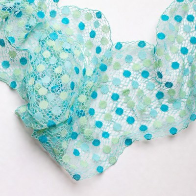 Turquoise Polka Dot Lace Fabric