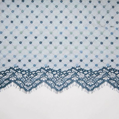 Blue Polka Dot Lace Fabric