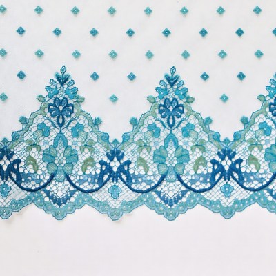 Blue floral lace trim