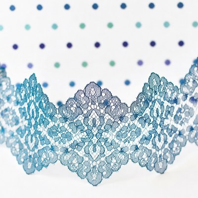 Blue Lace Trim with Polka Dots