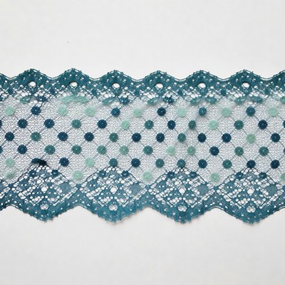 Teal Lace Trim with Polka Dots