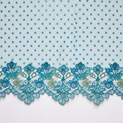 Blue Polka Dot Lace Fabric