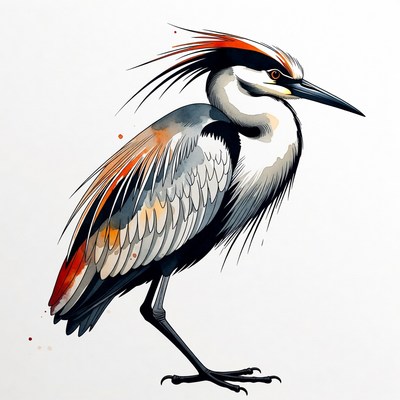 Black-crowned Night Heron Illustration