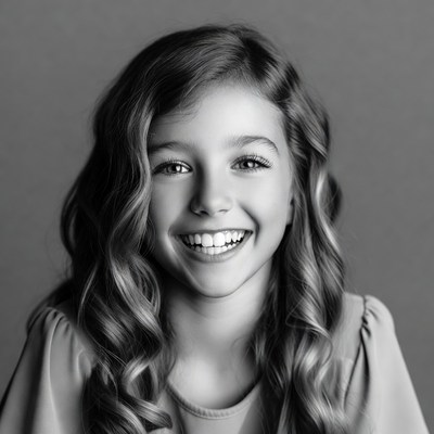 Smiling girl with wavy hair
