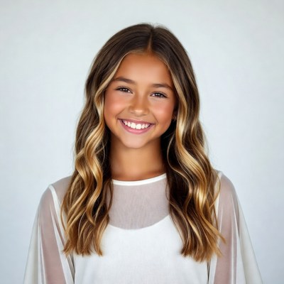 Smiling girl with wavy hair