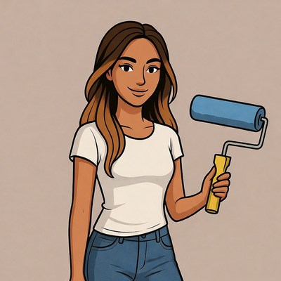 Woman holding paint roller