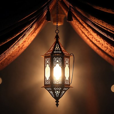 Moroccan Lantern Hanging with Drapes