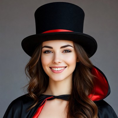 Woman in Top Hat and Magician Cape