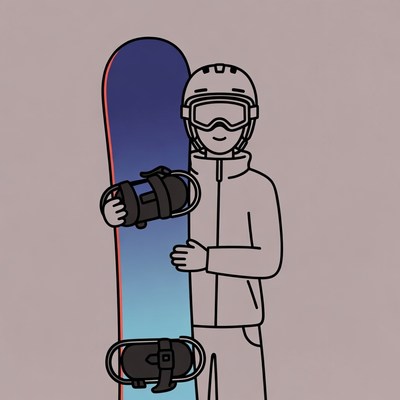 Snowboarder holding snowboard