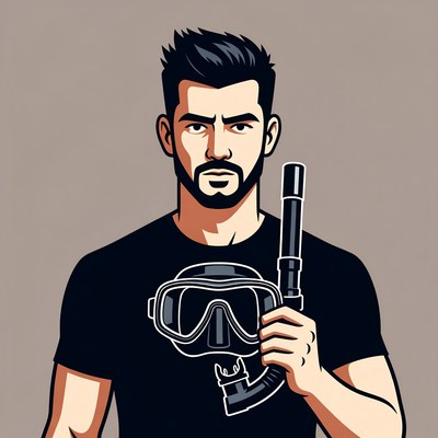 Man holding snorkel gear