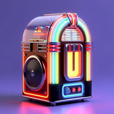 Neon Retro Jukebox Illustration