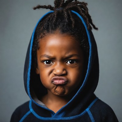 African-American boy making pouty face