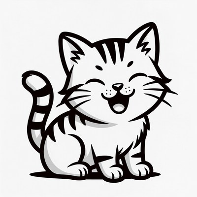 Cute smiling tabby kitten illustration