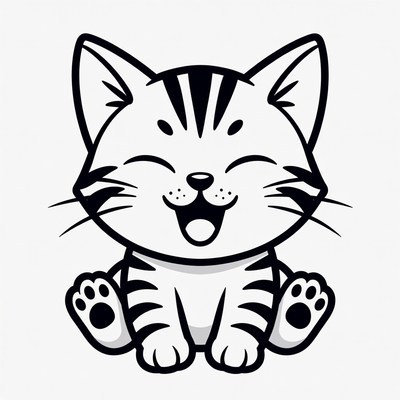 Cute smiling tabby kitten illustration