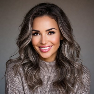 Smiling woman with balayage hair