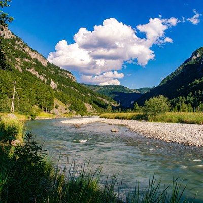 Mountain River Valley Landscape
