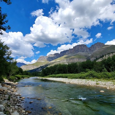 Mountain River with Clear Water