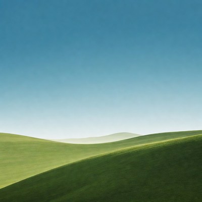 Rolling Green Hills Under Blue Sky