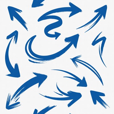 Blue Brush Stroke Arrows
