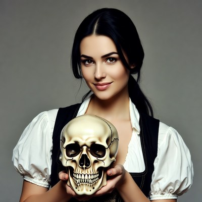 Woman holding skull