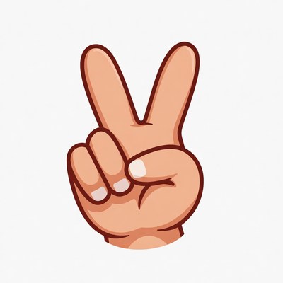 Cartoon hand making peace sign